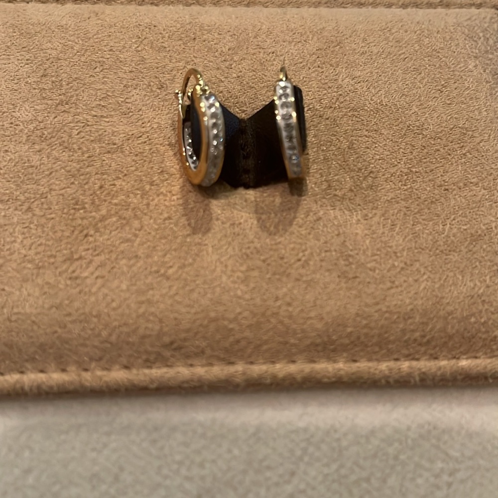 Elegant Gold and Diamonique like Hoop Earrings - Picture 6 of 7